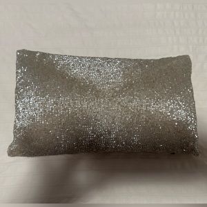 Silver beaded decorative small pillow